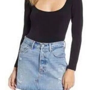 Black NWT double scoop Leith bodysuit size S in a black